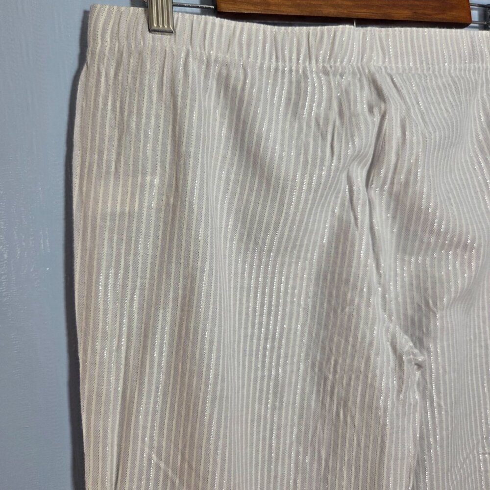 Gapbody Large Light Gray Metallic Drawstring Lightweight Cotton Lounge Pants - Picture 7 of 10
